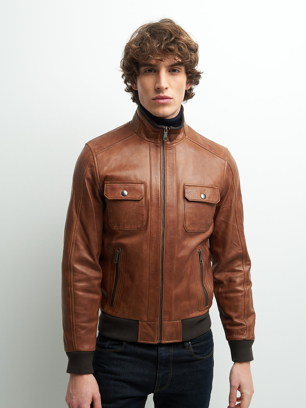Blouson en cuir col montant - DEVRED 1902