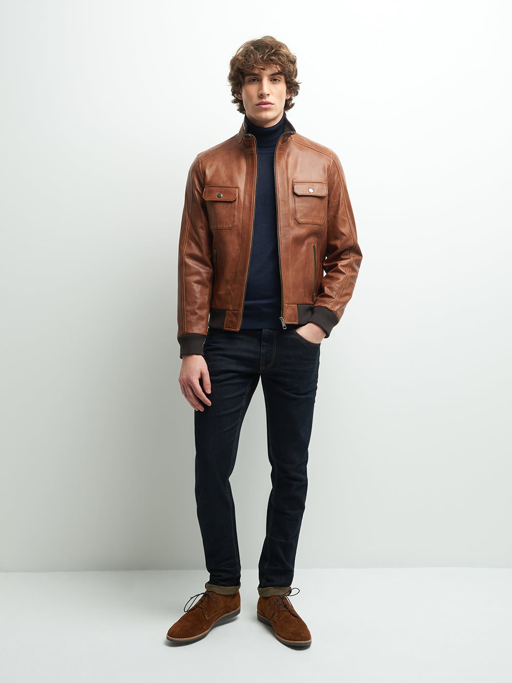 Blouson en cuir col montant - DEVRED 1902