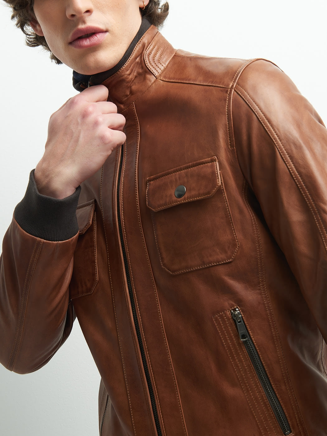 Blouson en cuir col montant - DEVRED 1902