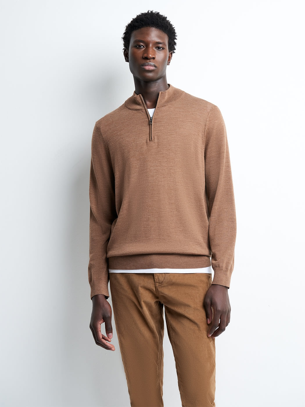 Pull col cheminée zip 100% laine mérinos - DEVRED 1902