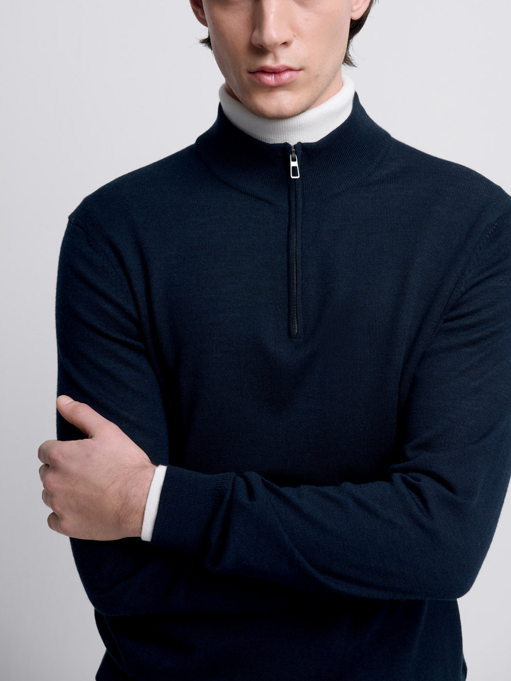Pull col cheminée zippé en laine Mérinos - DEVRED 1902