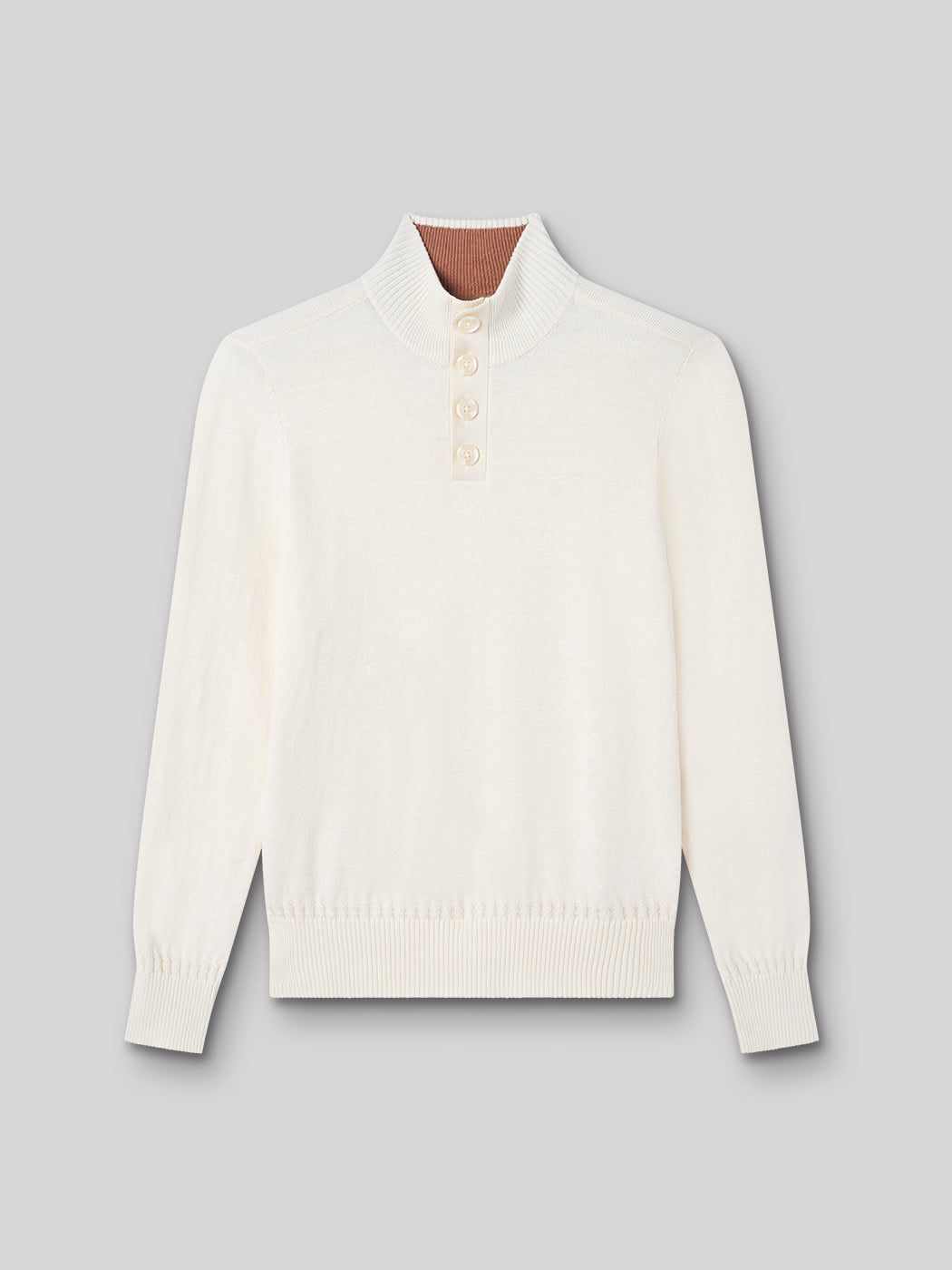 Pull col boutonné uni en coton cachemire - DEVRED 1902