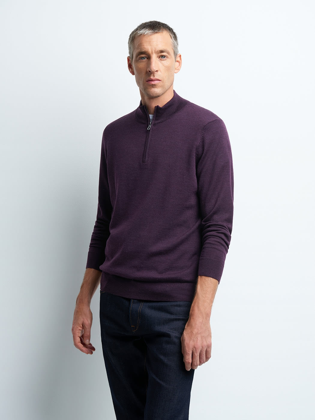 Pull col montant zippé en laine mérinos - DEVRED 1902