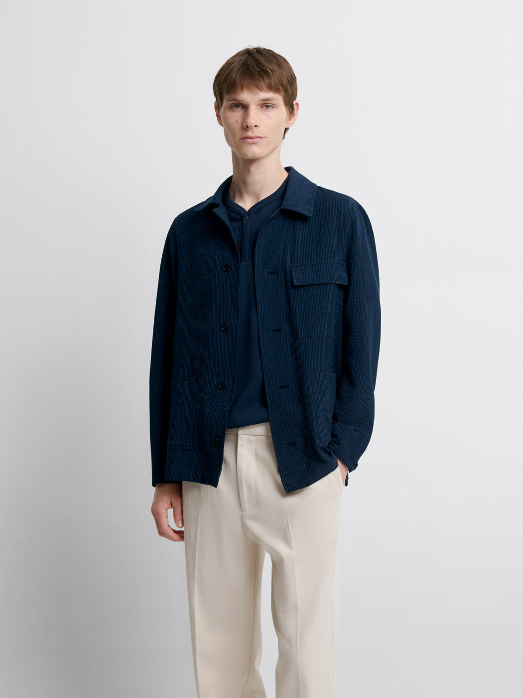 Veste regular col chemise en seersucker - DEVRED 1902