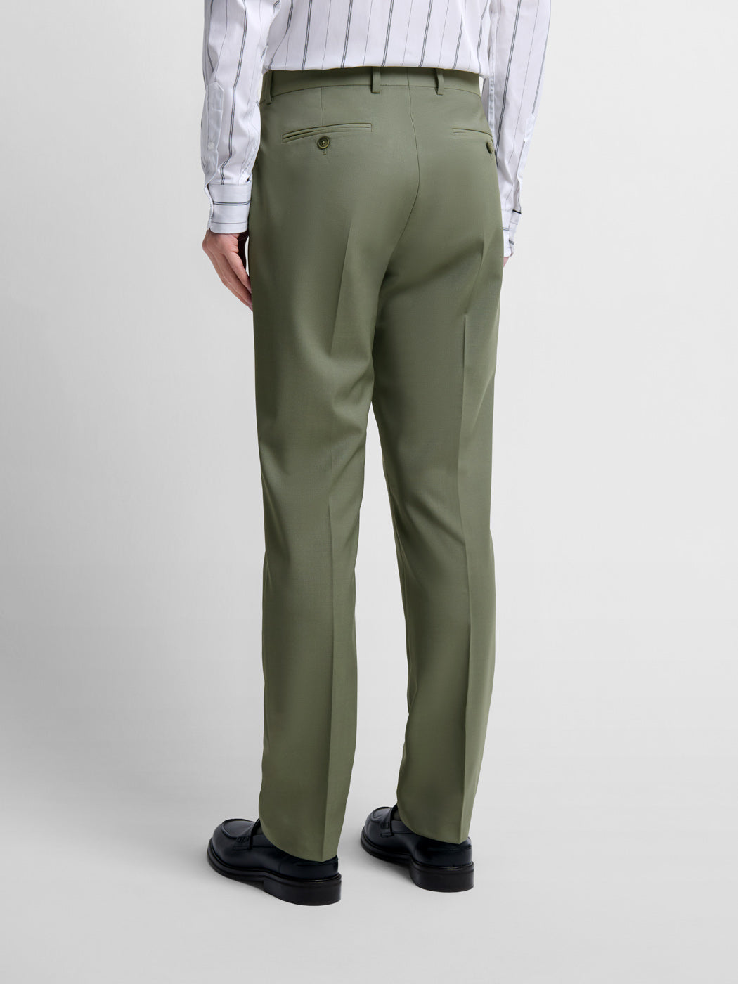Costume 2 pièces slim en laine vert bronze