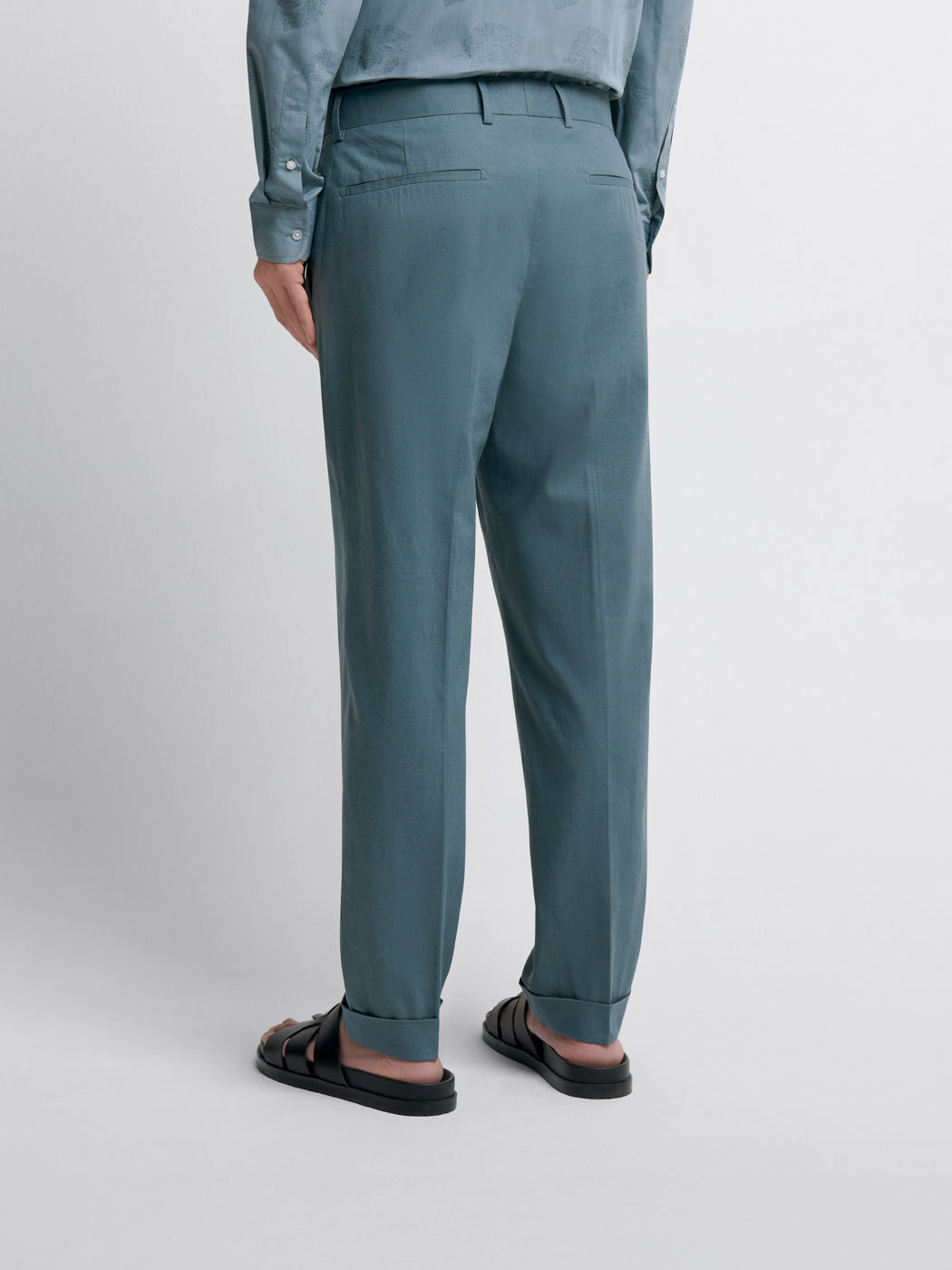 Costume 2 pièces slim en coton-lin bleu