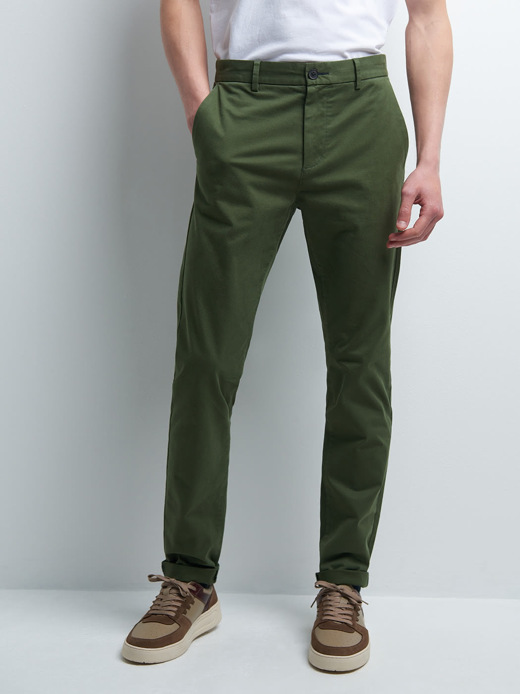 Chino slim en coton élasthane uni - DEVRED 1902
