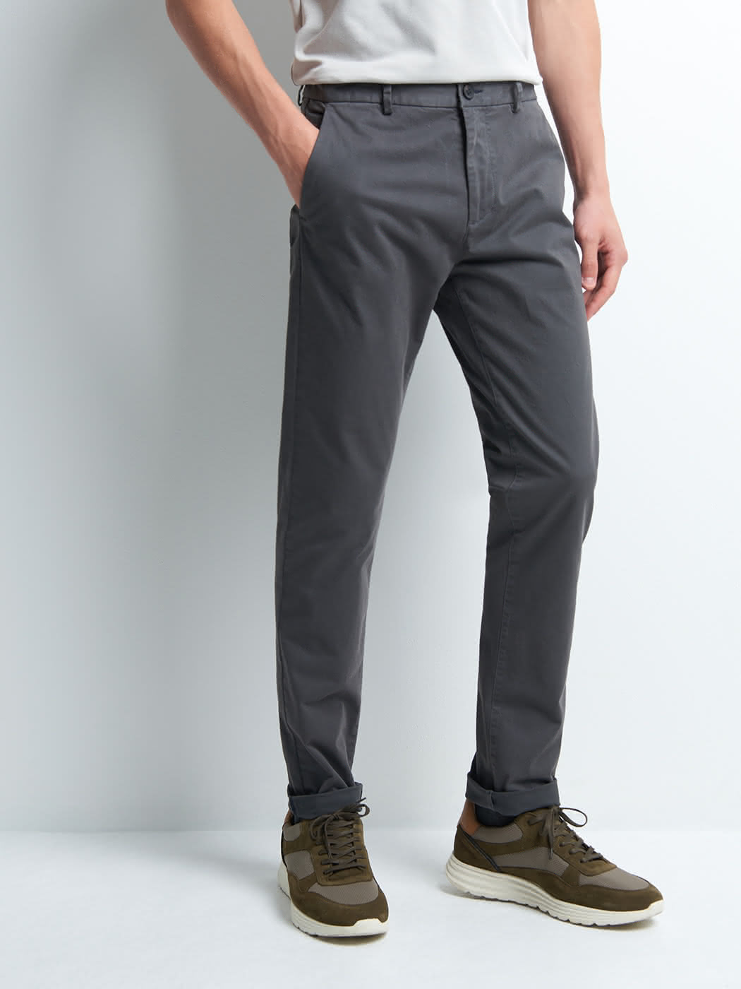 Chino slim en coton élasthane uni - DEVRED 1902