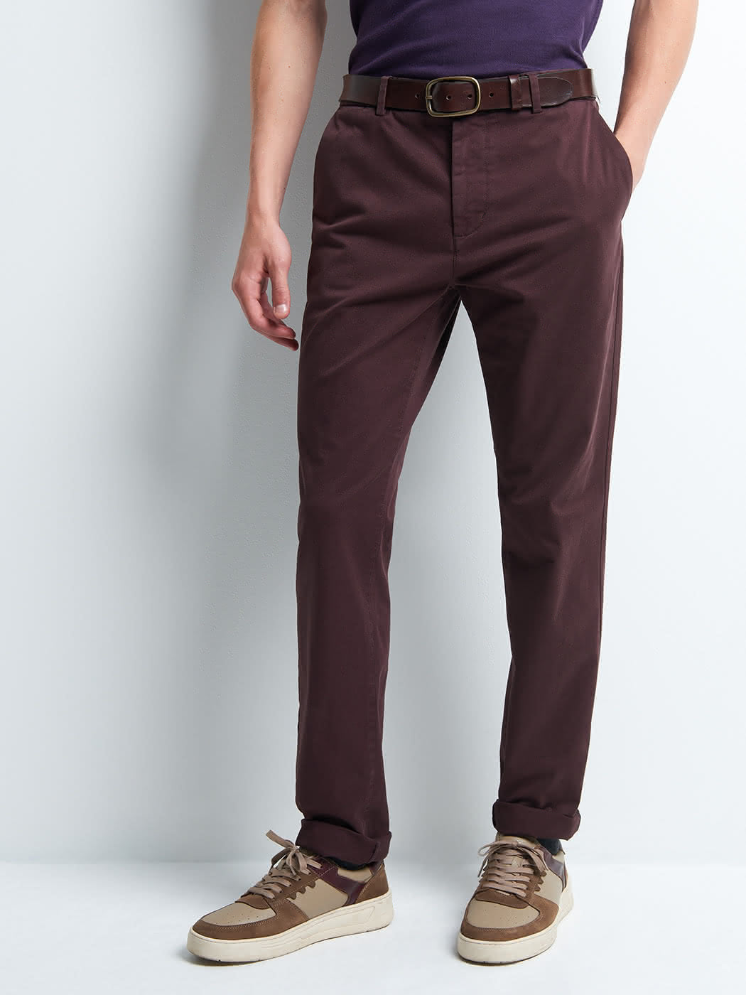 Chino slim en coton élasthane uni - DEVRED 1902