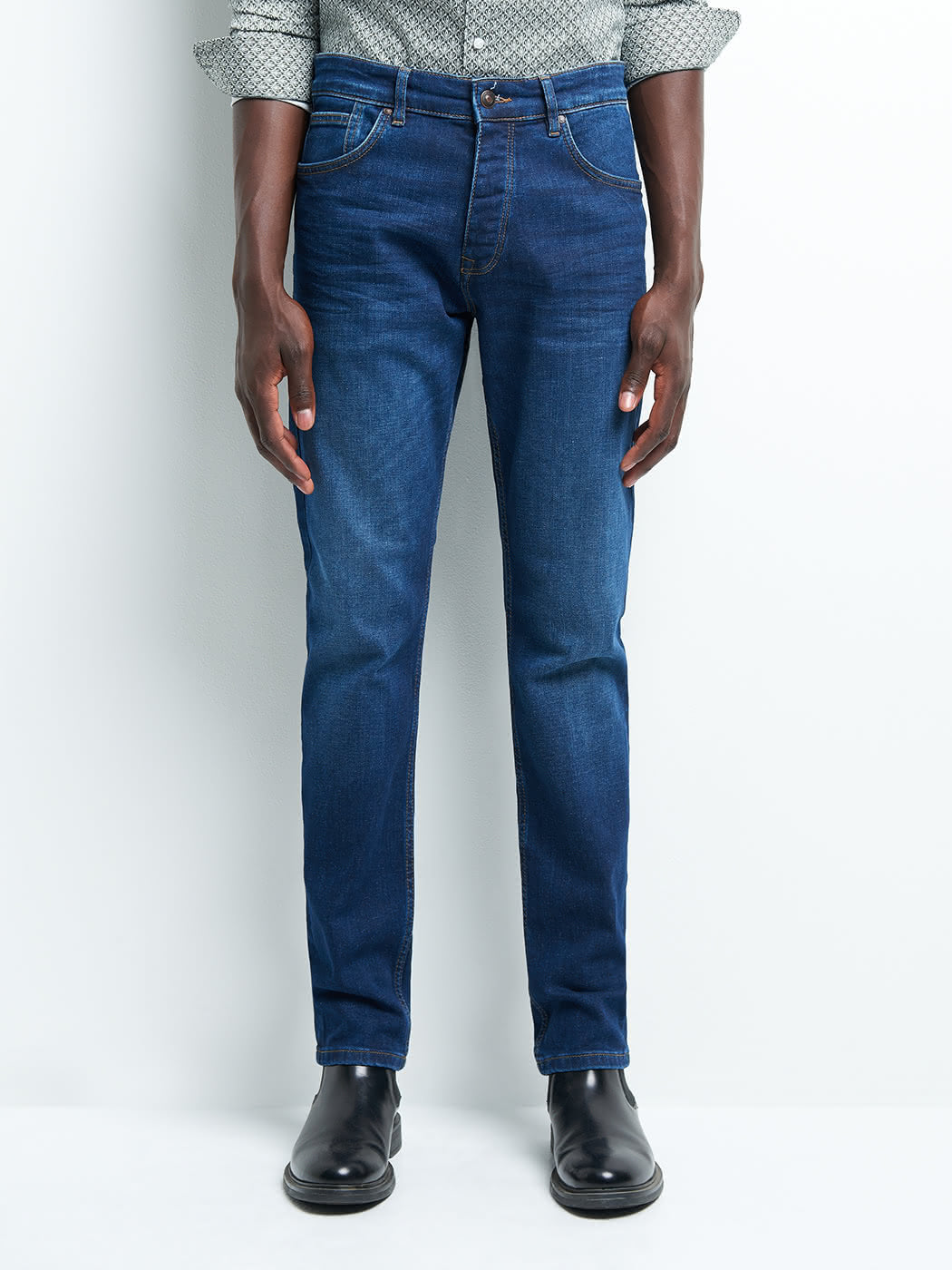 Jean denim slim en coton mélangé - DEVRED 1902