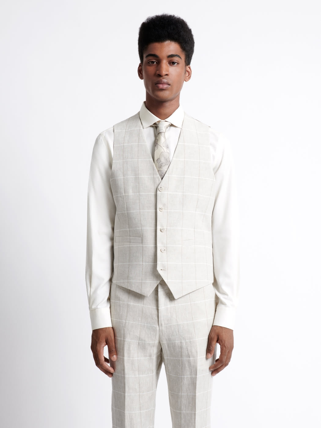 Gilet de costume 100% lin à carreaux - DEVRED 1902