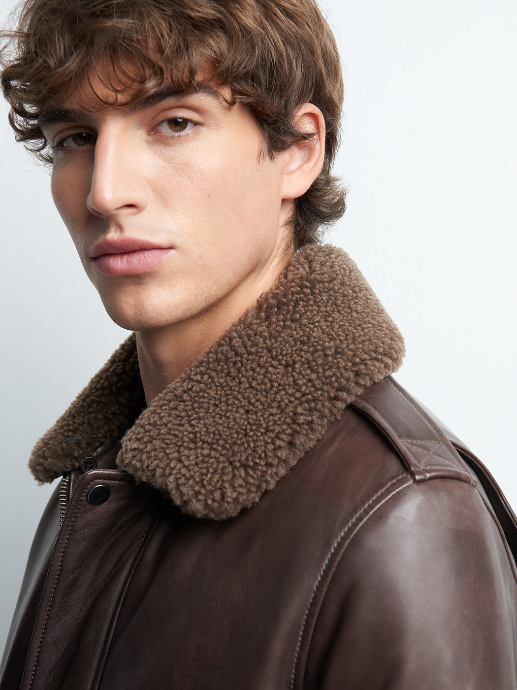 Blouson en cuir col sherpa - DEVRED 1902