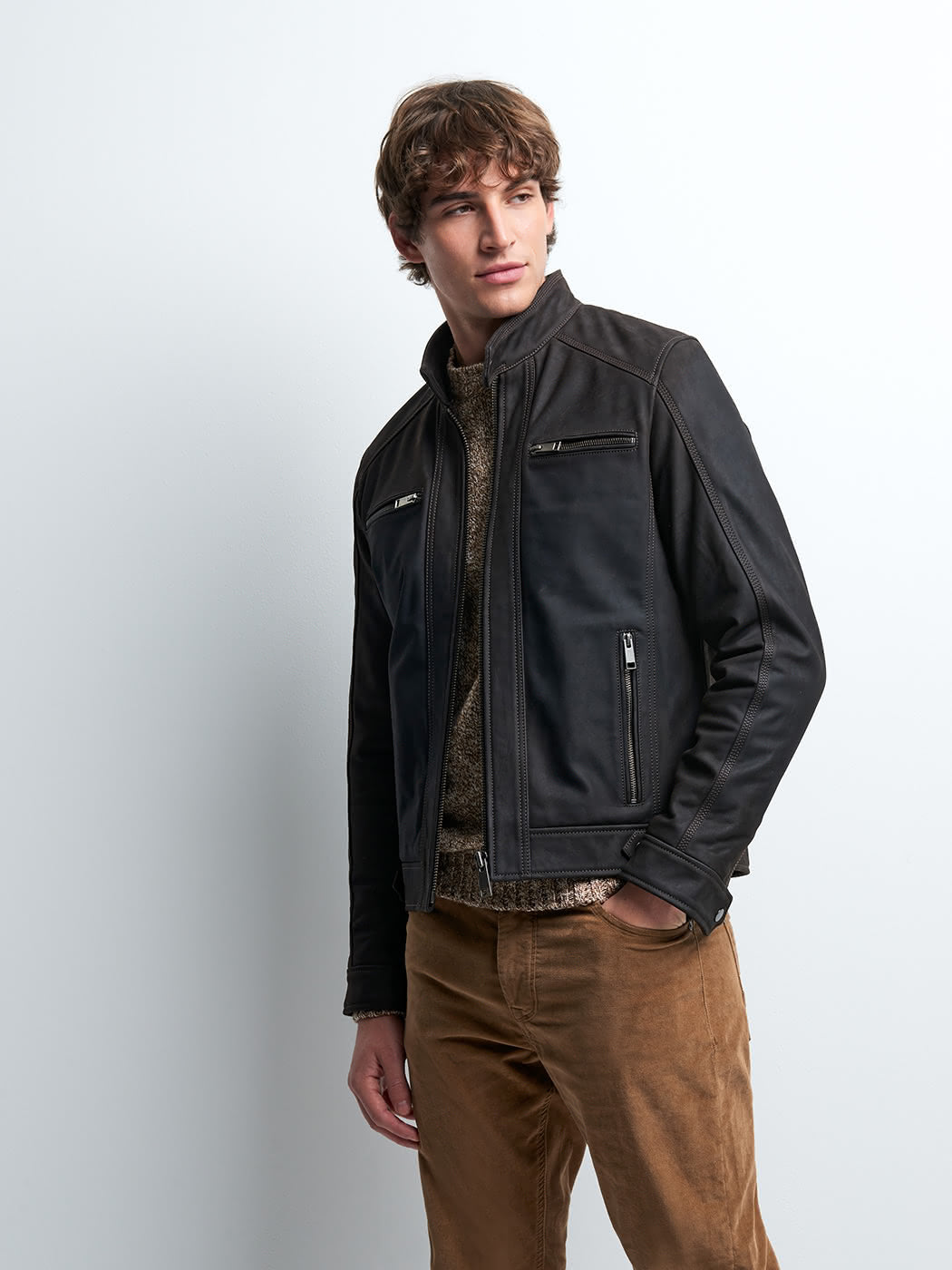 Blouson en cuir col montant - DEVRED 1902