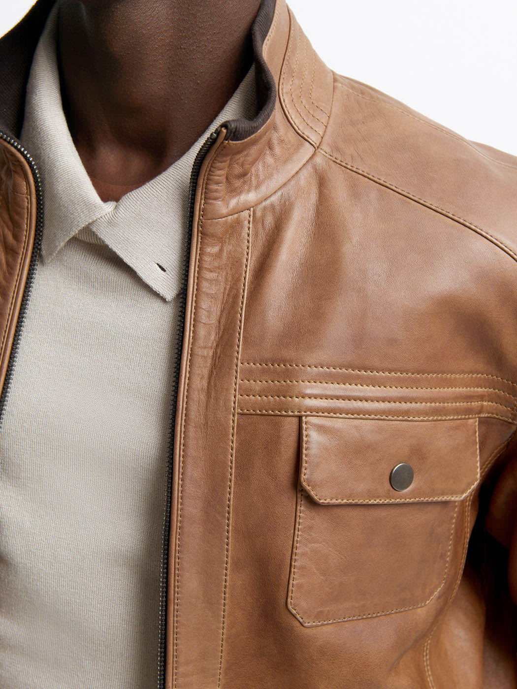 Blouson en cuir col montant - DEVRED 1902