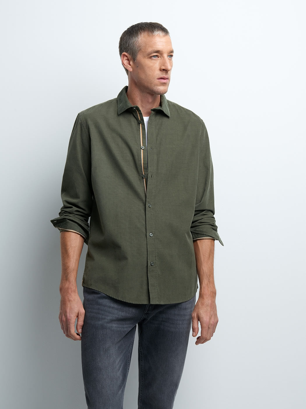 Chemise slim en velours unie - DEVRED 1902