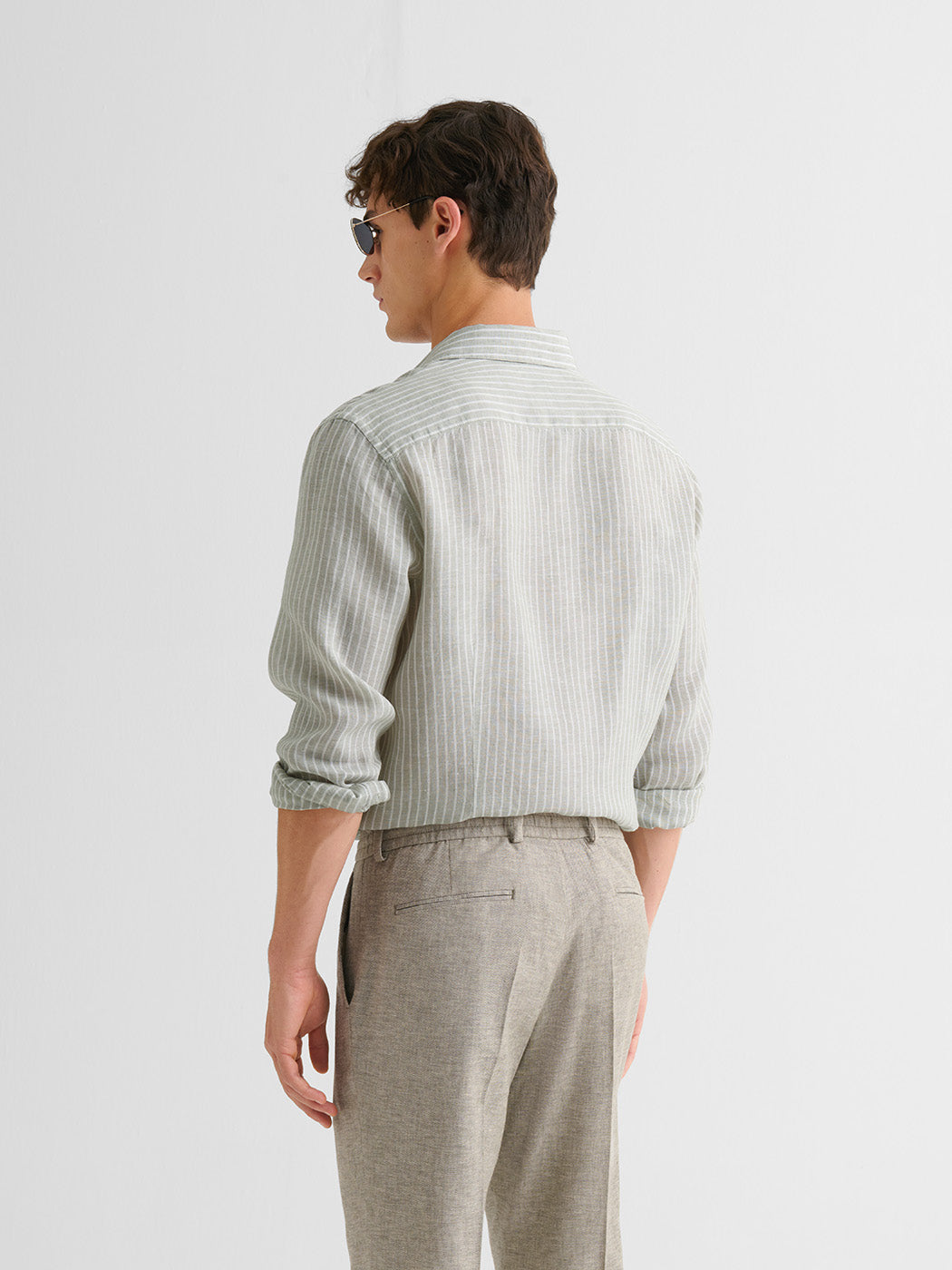 Chemise slim en lin rayée - DEVRED 1902
