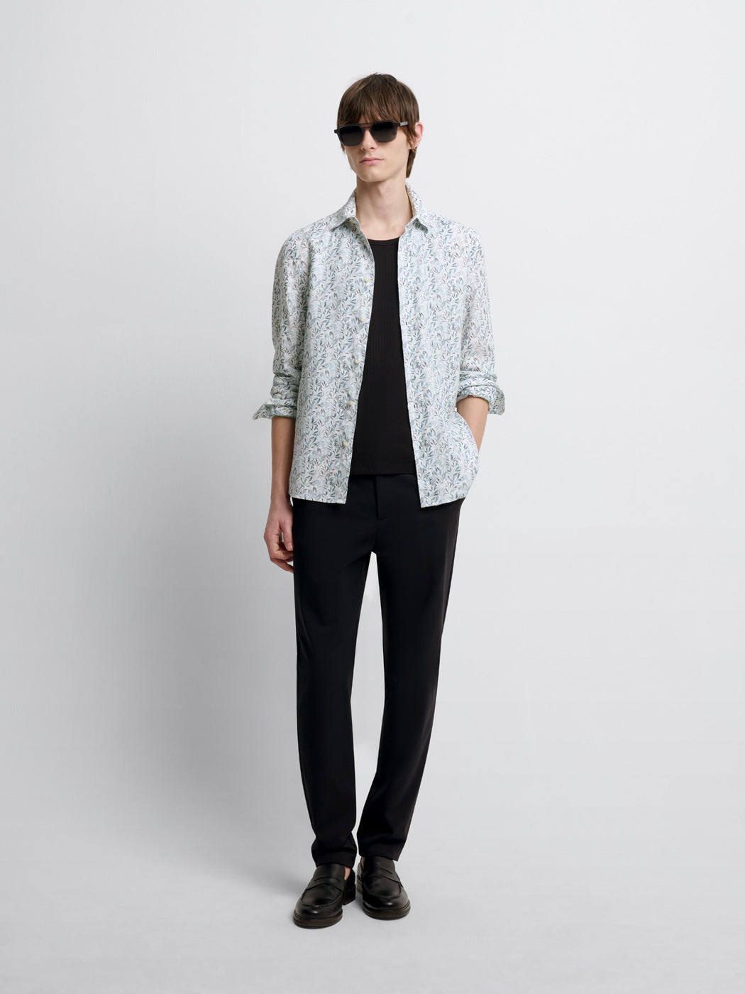 Chemise slim en lin fleurie - DEVRED 1902