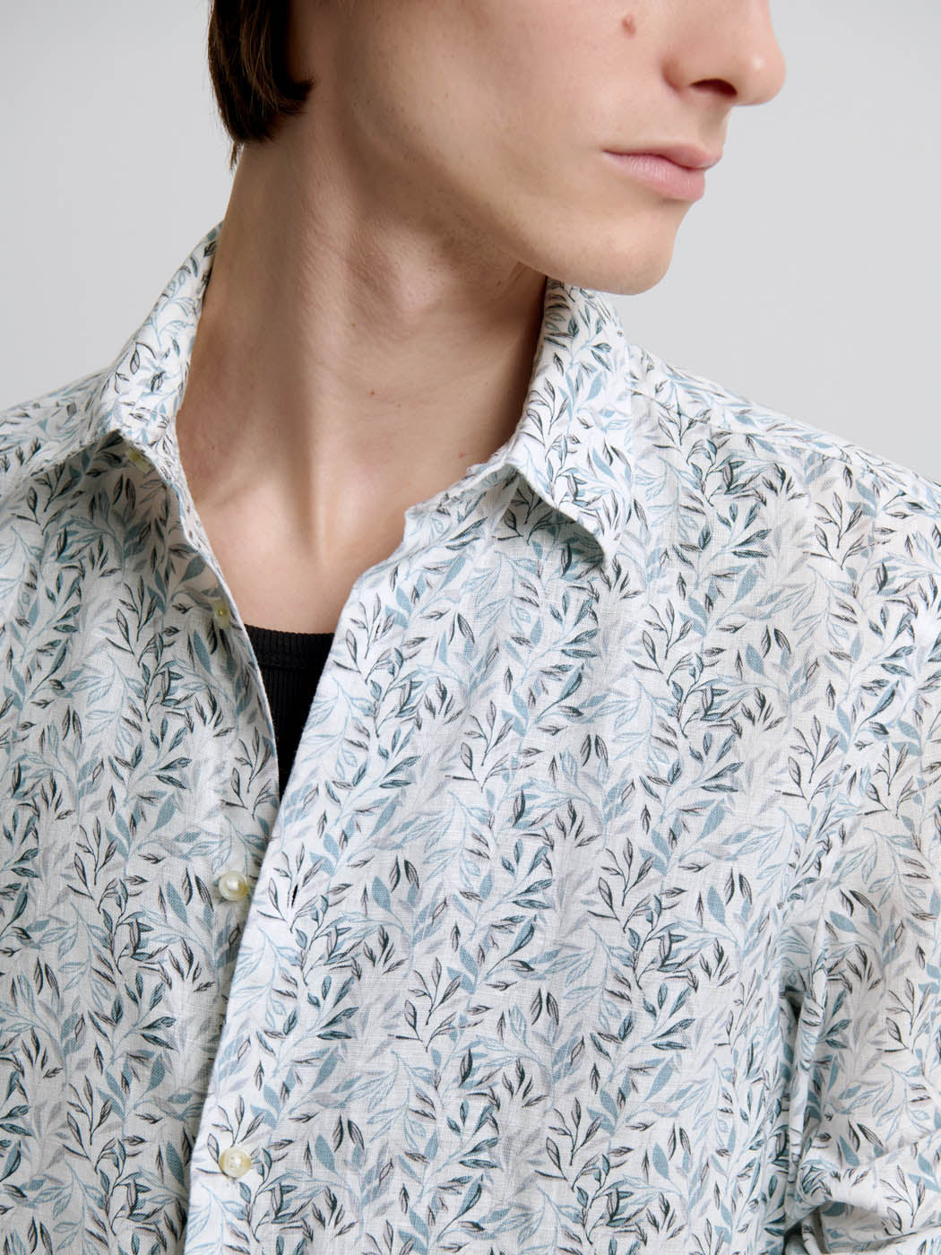 Chemise slim en lin fleurie - DEVRED 1902
