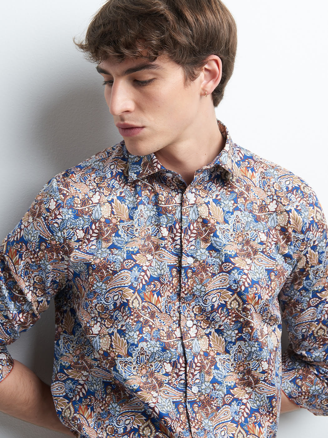 Chemise slim en satin fleurie - DEVRED 1902