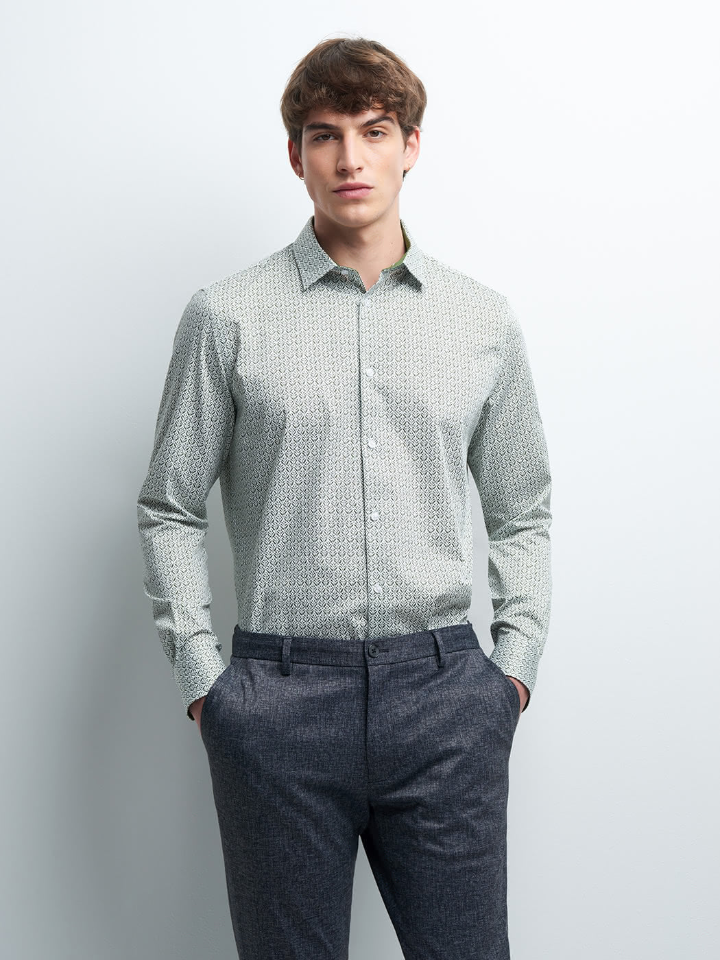 Chemise slim en satin fleurie - DEVRED 1902