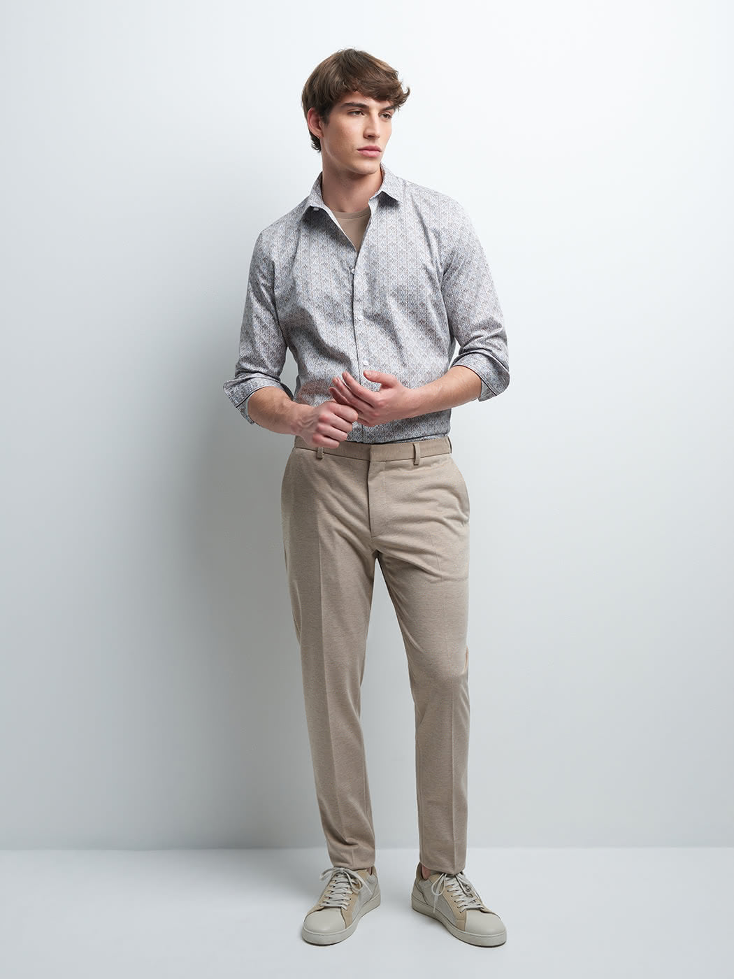 Chemise slim en satin géométrique - DEVRED 1902