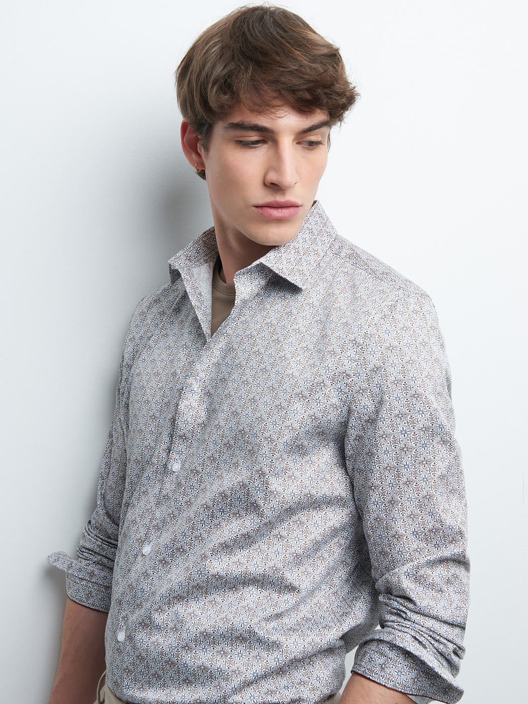 Chemise slim en satin géométrique - DEVRED 1902