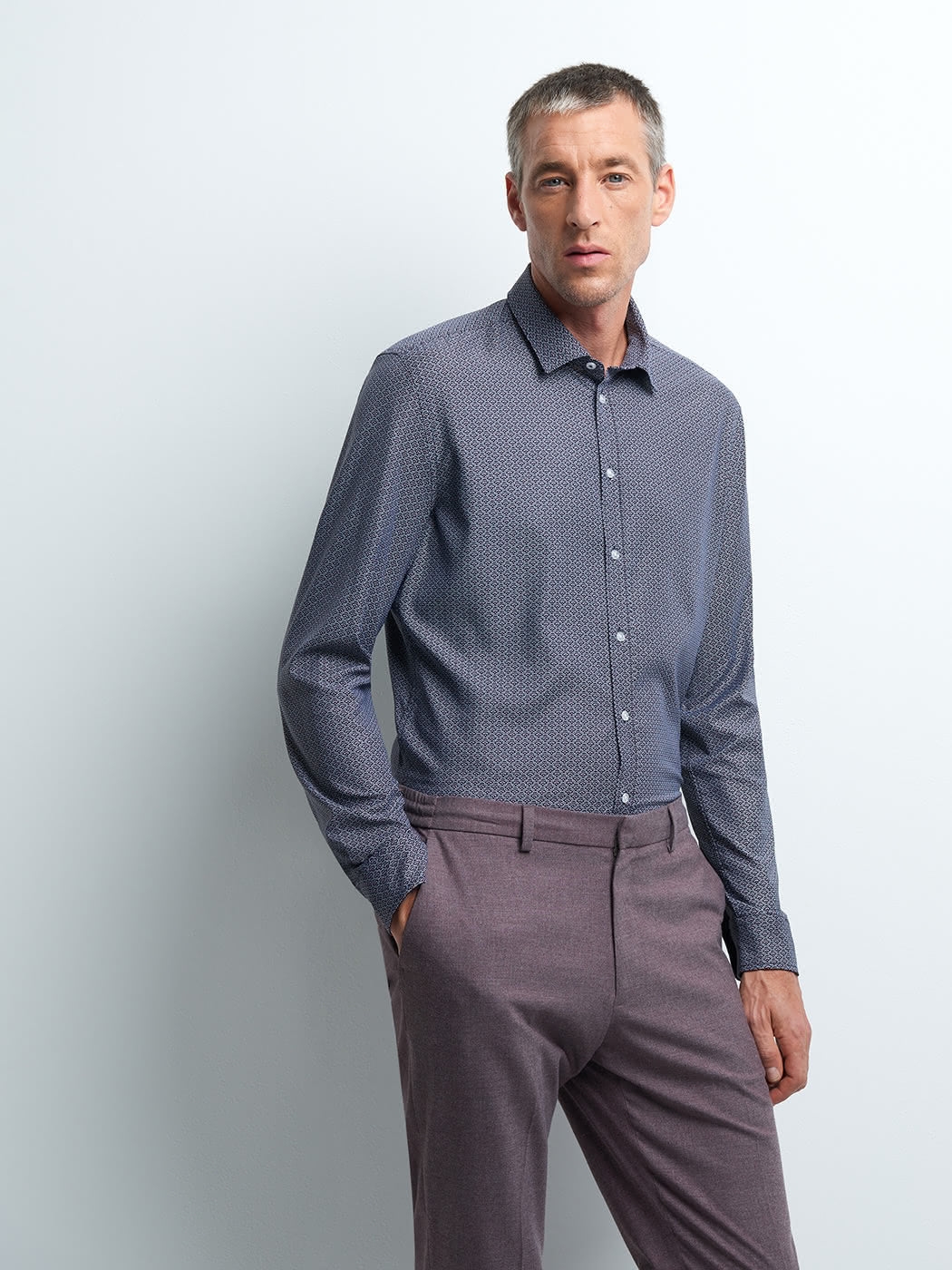 Chemise extra-slim stretch pied de puce - DEVRED 1902