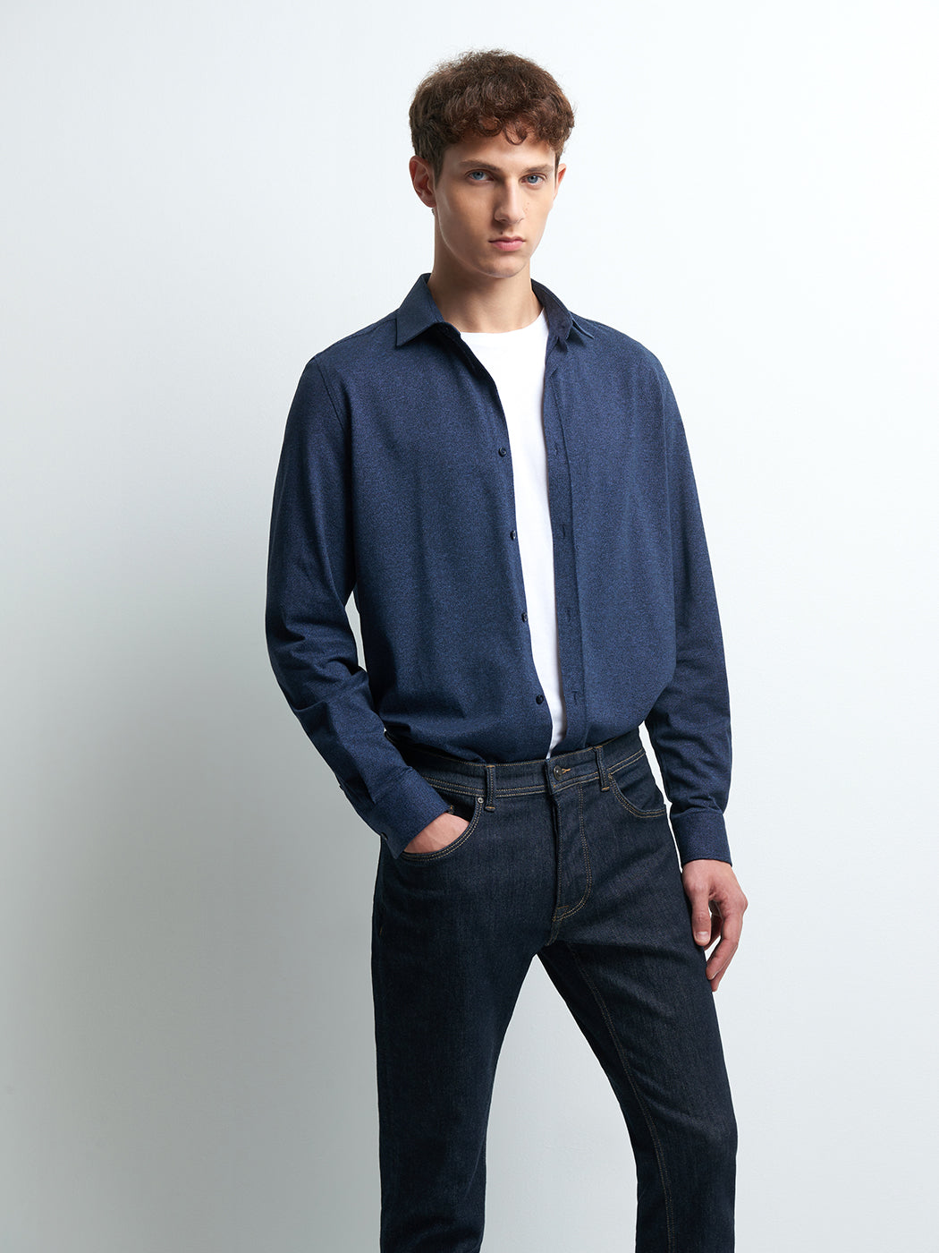 Chemise slim stretch faux uni - DEVRED 1902