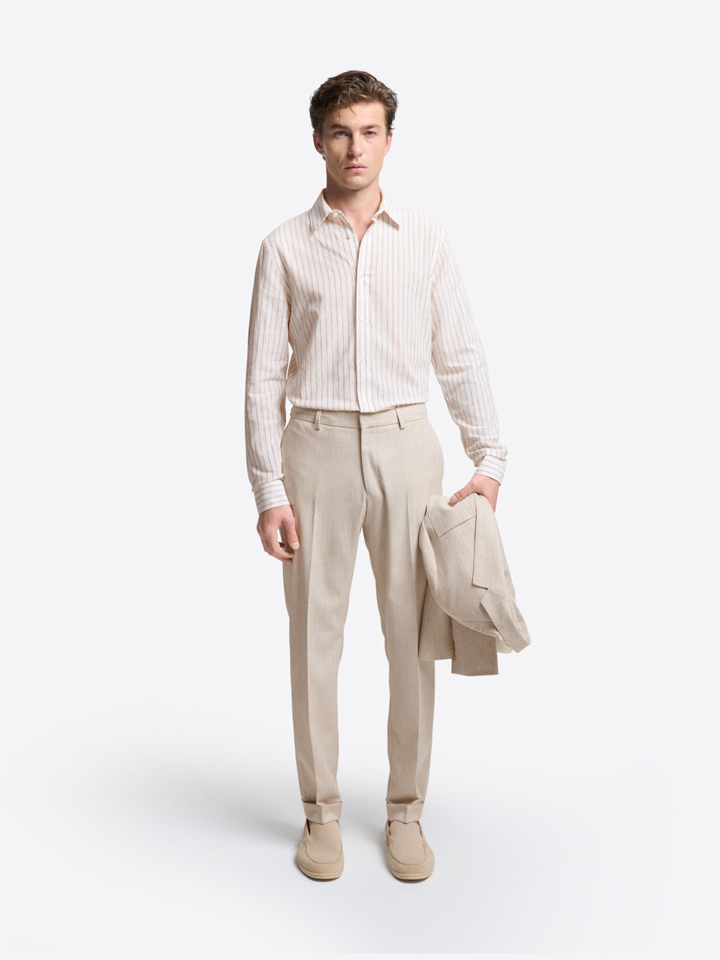 Chemise slim rayée en coton lin - DEVRED 1902