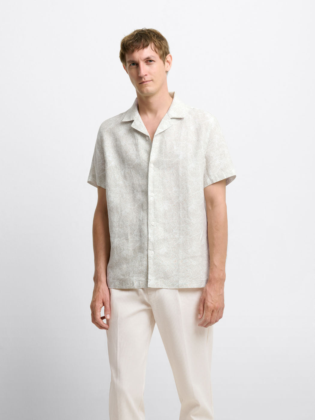 Chemise manches courtes en lin à motifs - DEVRED 1902