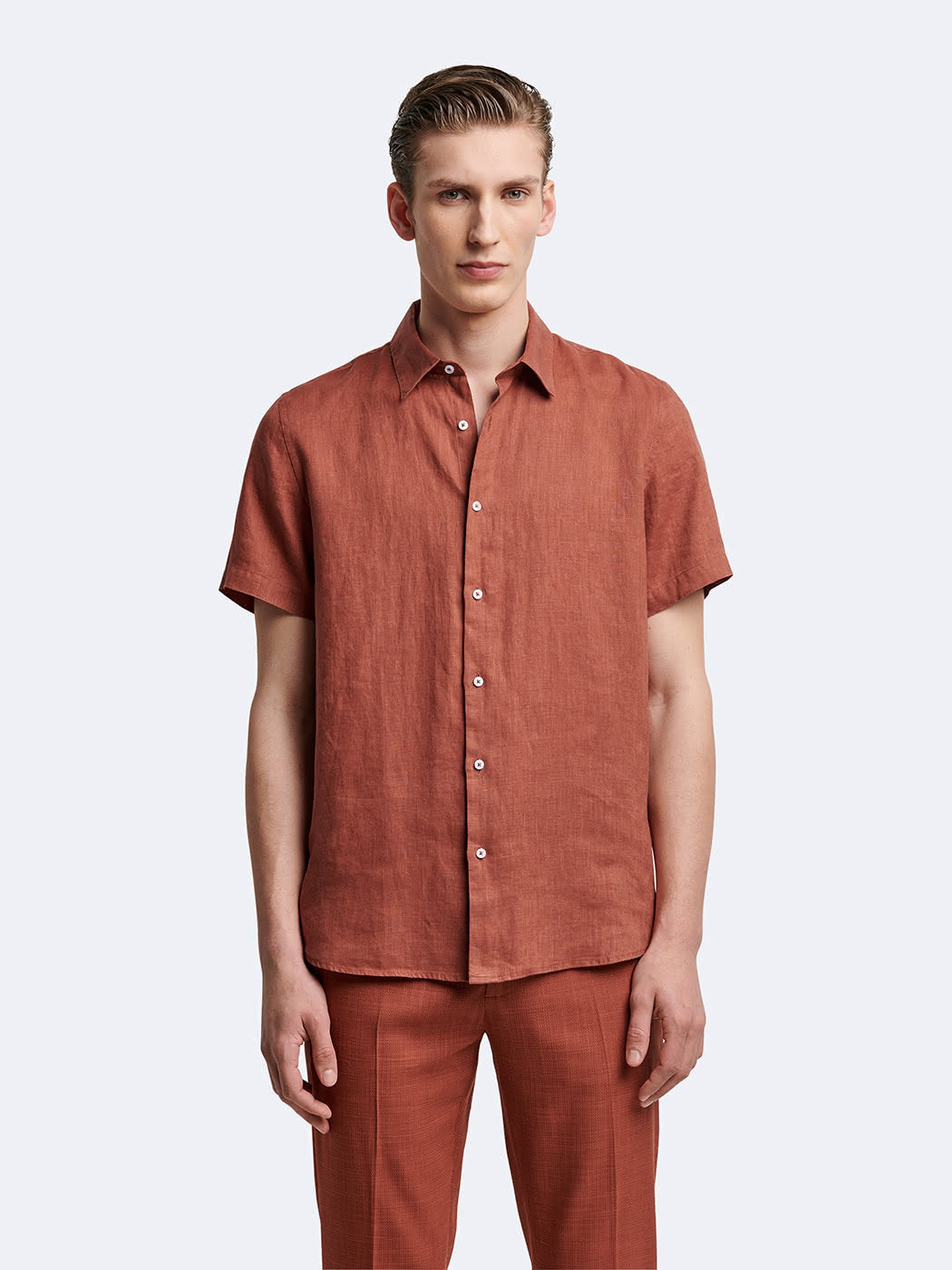 Chemise à manches courtes slim en lin - DEVRED 1902