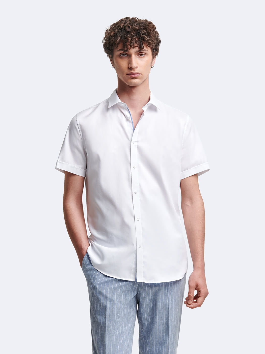 Chemise à manches courtes slim unie - DEVRED 1902