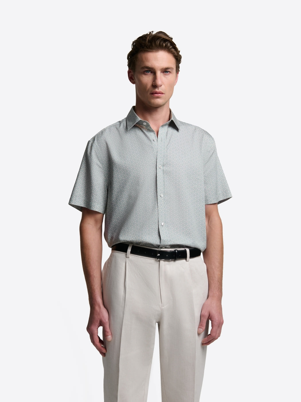 Chemise manches courtes slim à motif - DEVRED 1902