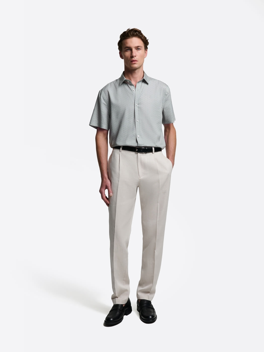 Chemise manches courtes slim à motif - DEVRED 1902