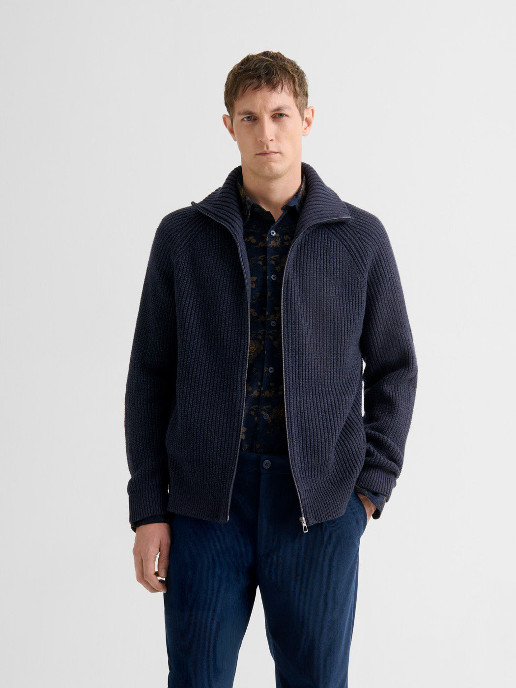 Cardigan zippé col montant maille perlée - DEVRED 1902