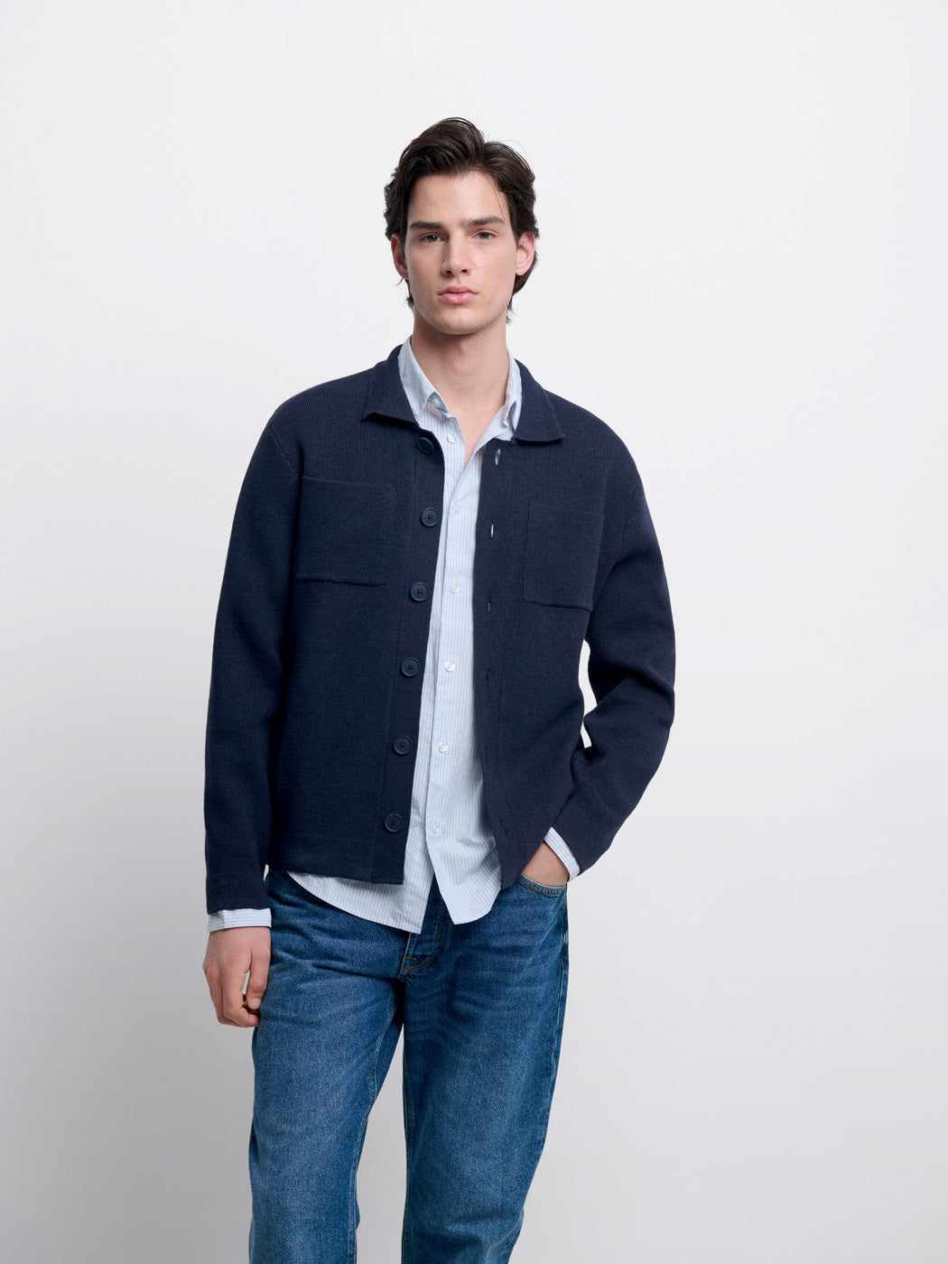 Cardigan col chemise en coton bio - DEVRED 1902