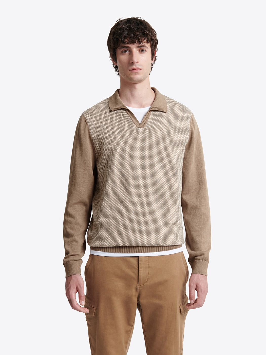 Pull col polo bicolore en coton - DEVRED 1902