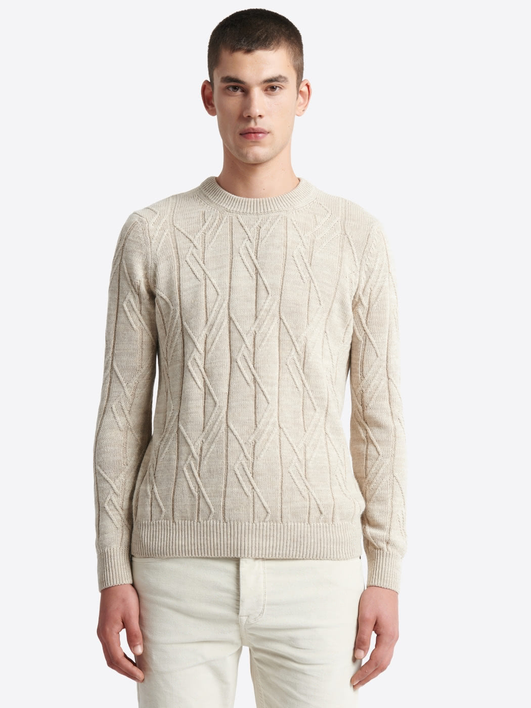 Pull col rond maille losange en coton - DEVRED 1902