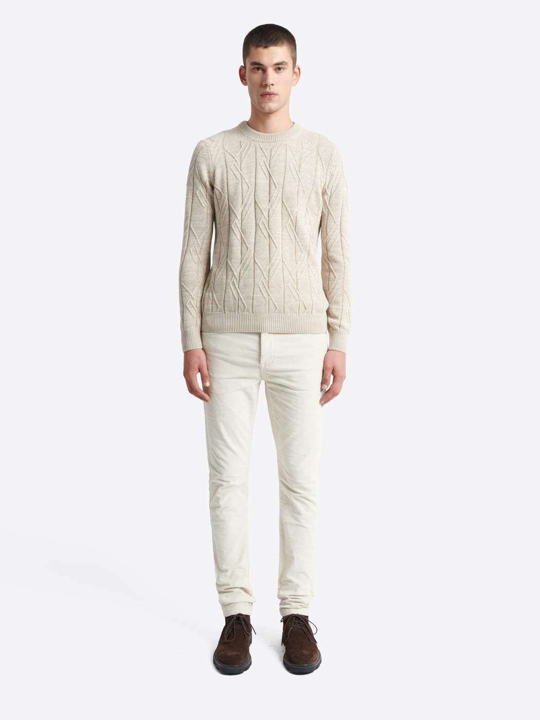 Pull col rond maille losange en coton - DEVRED 1902