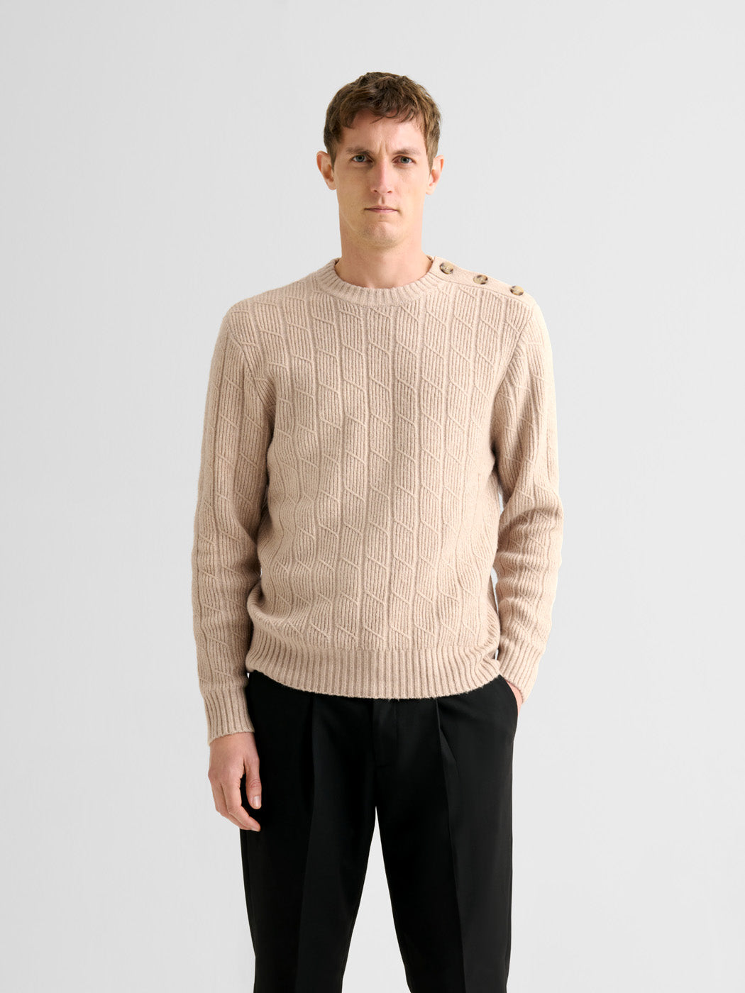 Pull col rond maille torsadée - DEVRED 1902