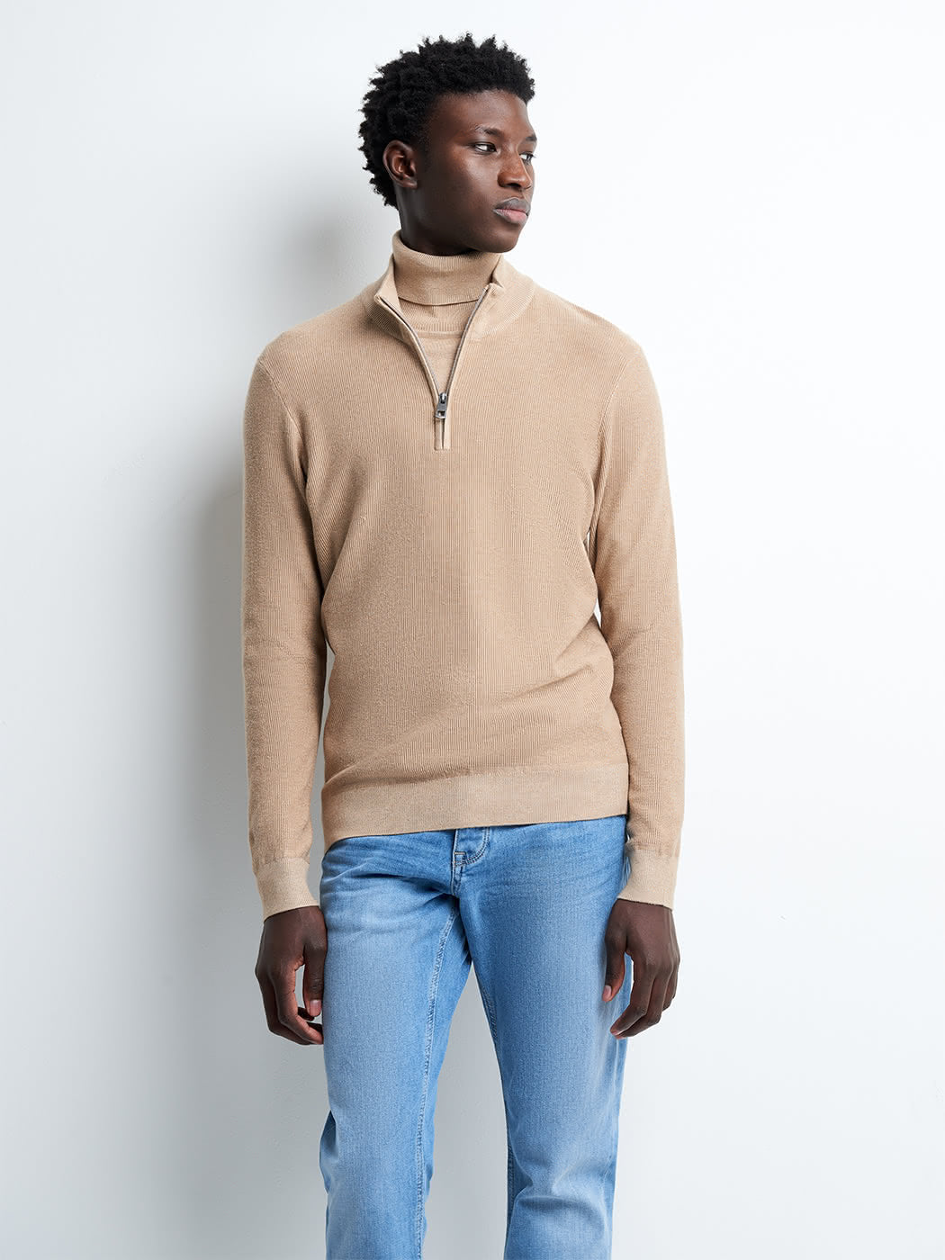 Pull col cheminée zippé en viscose bio - DEVRED 1902