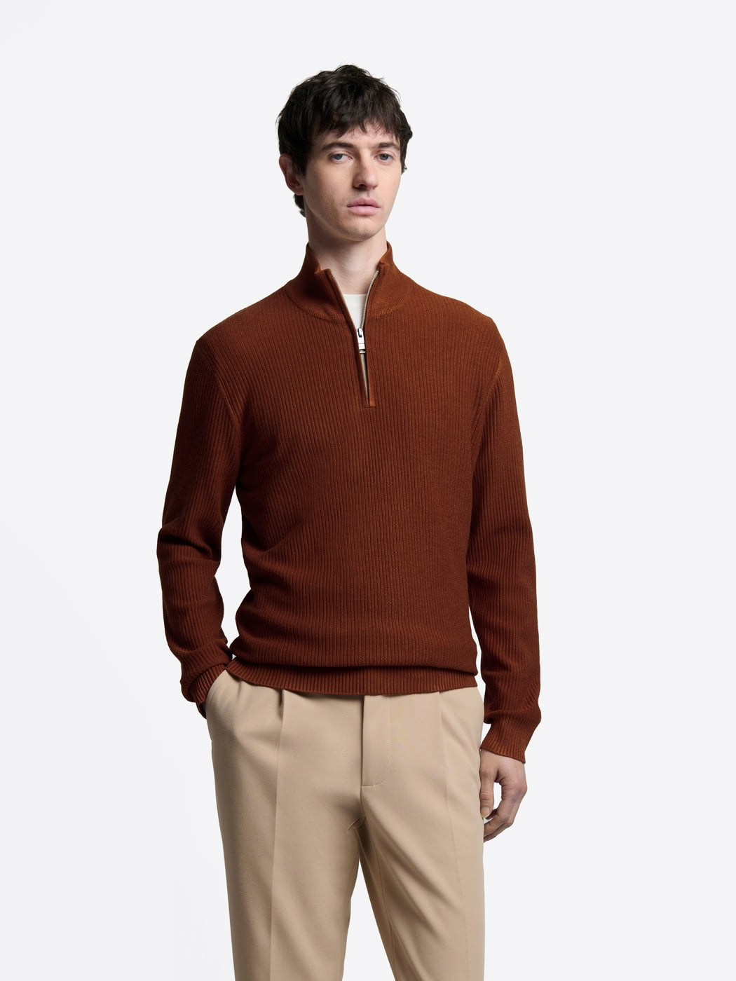 Pull col cheminée zip viscose certifiée - DEVRED 1902