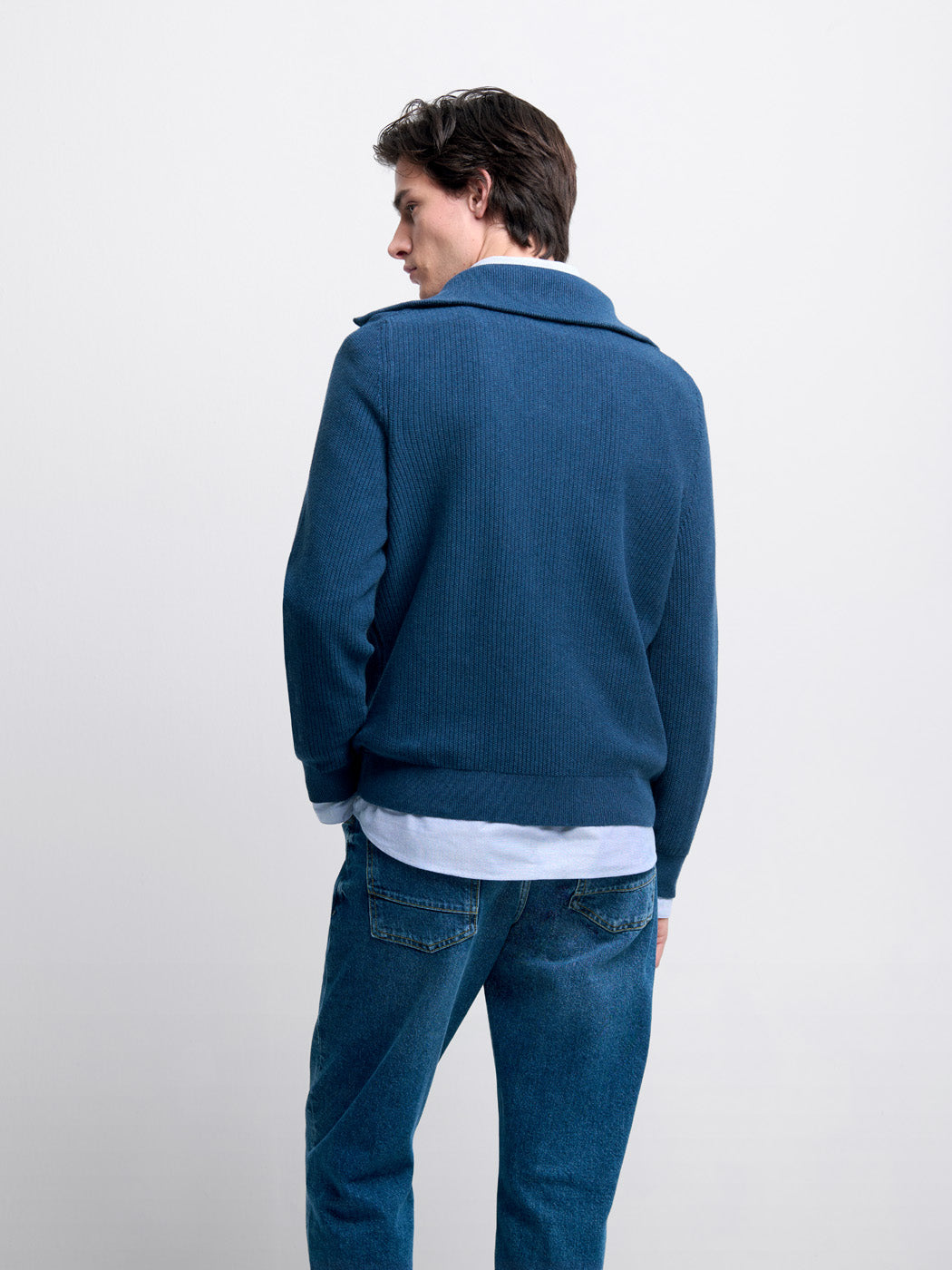 Pull col camionneur zippé en coton bio - DEVRED 1902