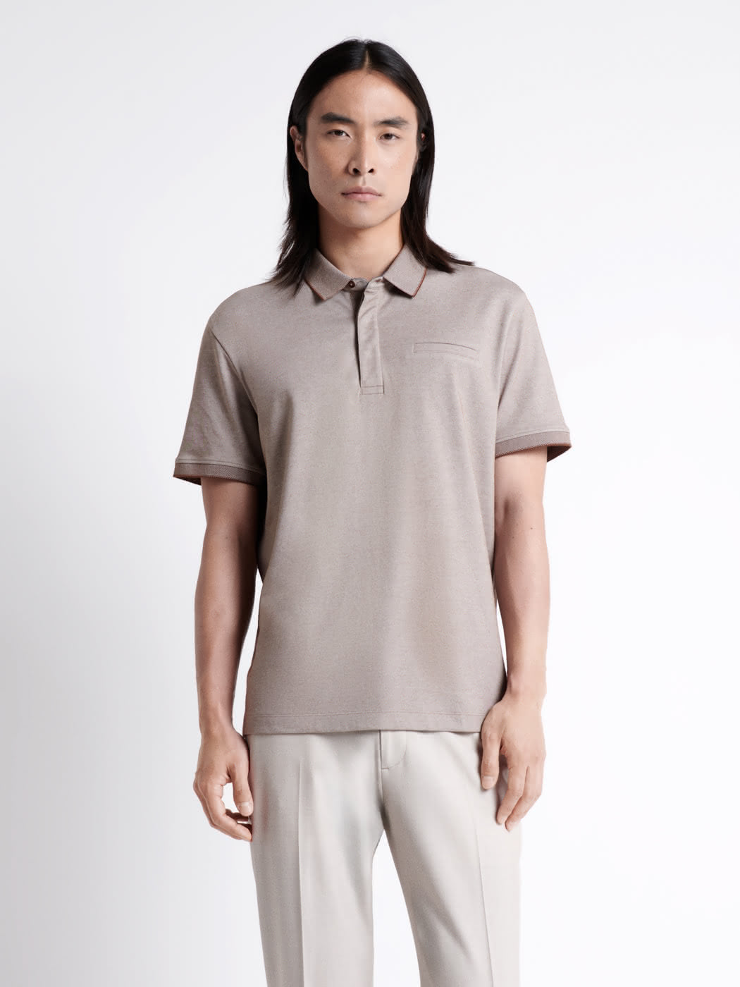 Polo manches courtes faux-uni en coton - DEVRED 1902