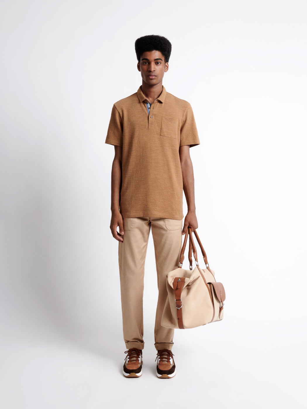 Polo manches courtes faux-uni en coton - DEVRED 1902