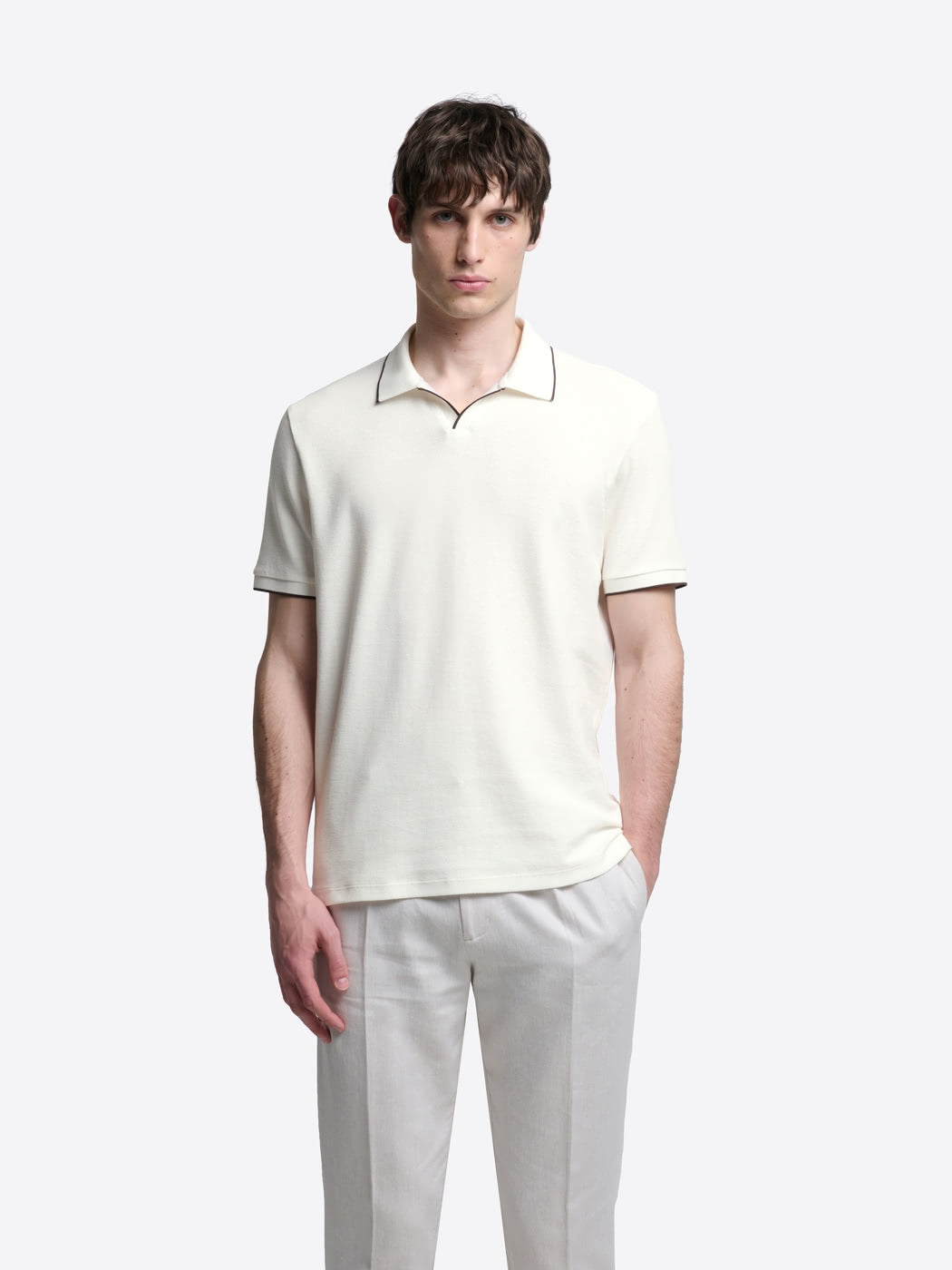 Polo col ouvert contrasté en coton - DEVRED 1902