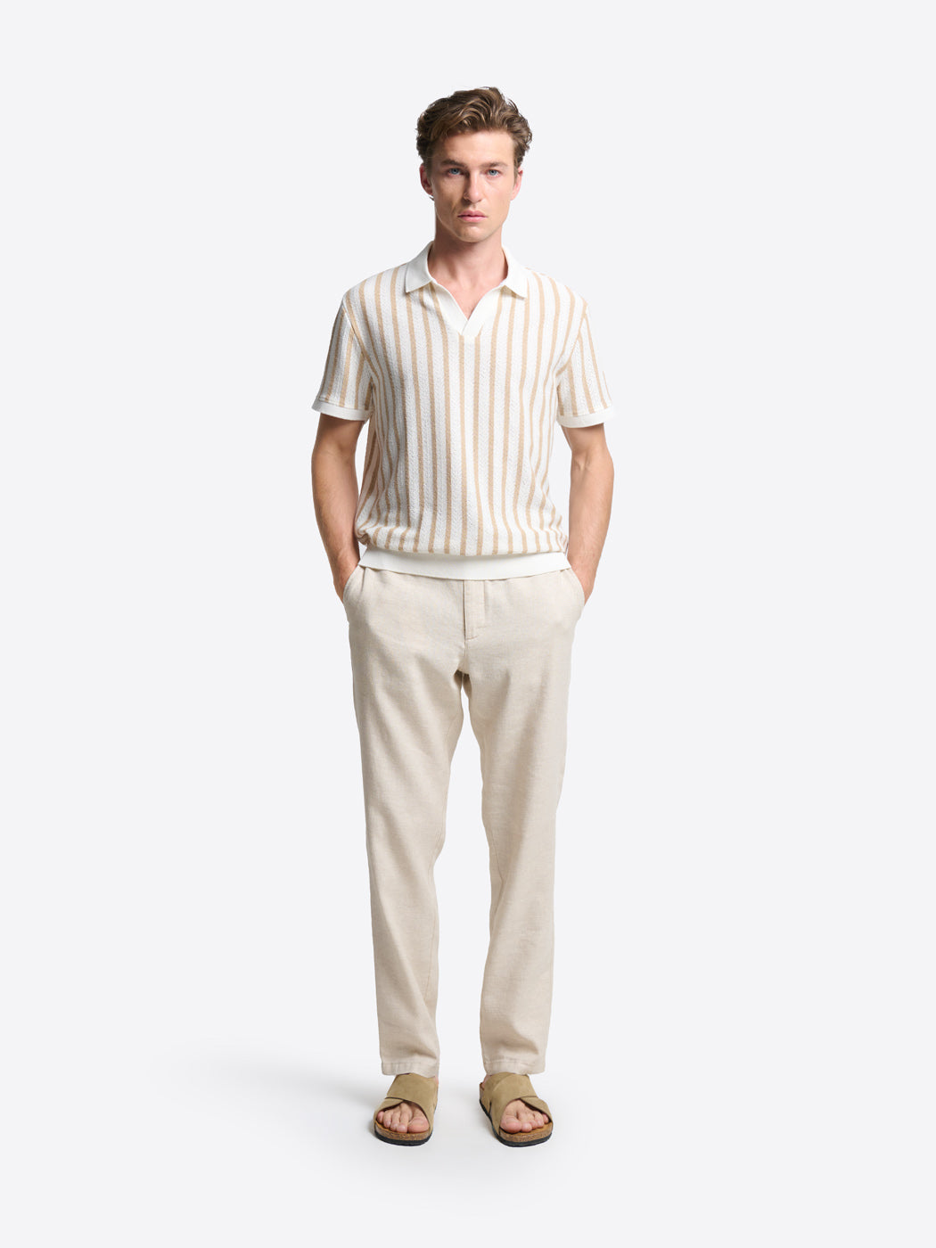 Polo col ouvert en maille rayée - DEVRED 1902
