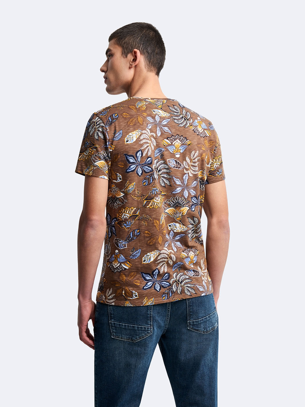 T-shirt col rond en coton fleuri - DEVRED 1902