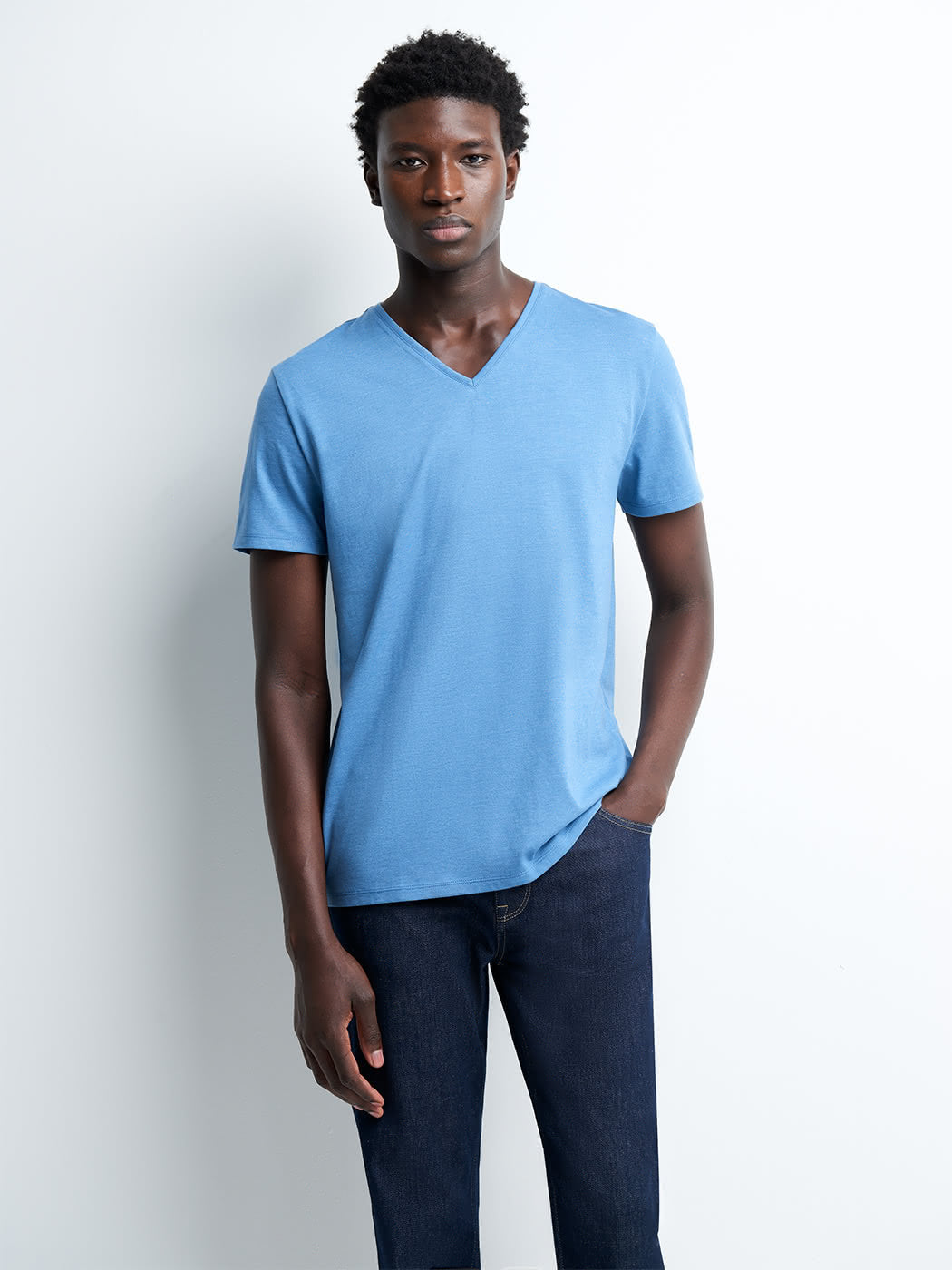 T-shirt col v en coton Supima - DEVRED 1902