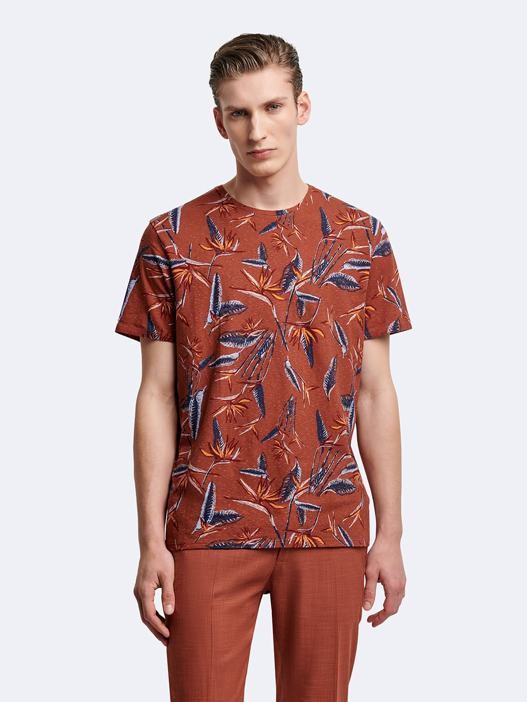 T-shirt col rond en coton fleuri - DEVRED 1902
